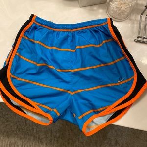 Blue and orange multi-color Nike Tempo shorts S
